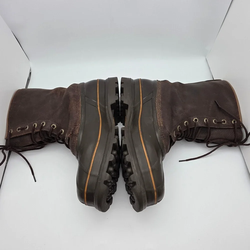Sorel Mounty Brown Leather Rubber Insulated Duck Boots Mens 9 Waterproof Hunting